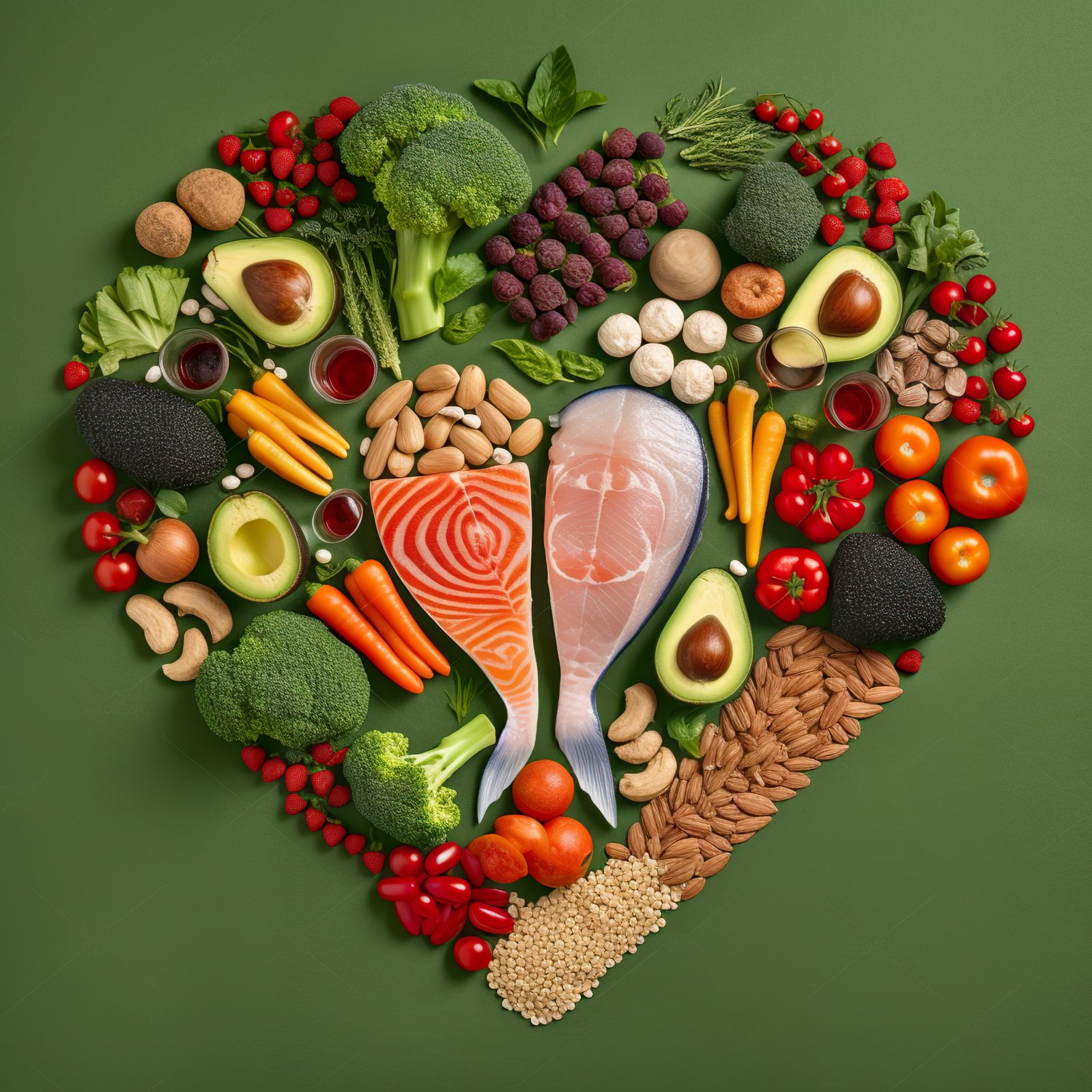 heart-shaped-arrangement-fruits-vegetables-fish-generative sportezvousbien