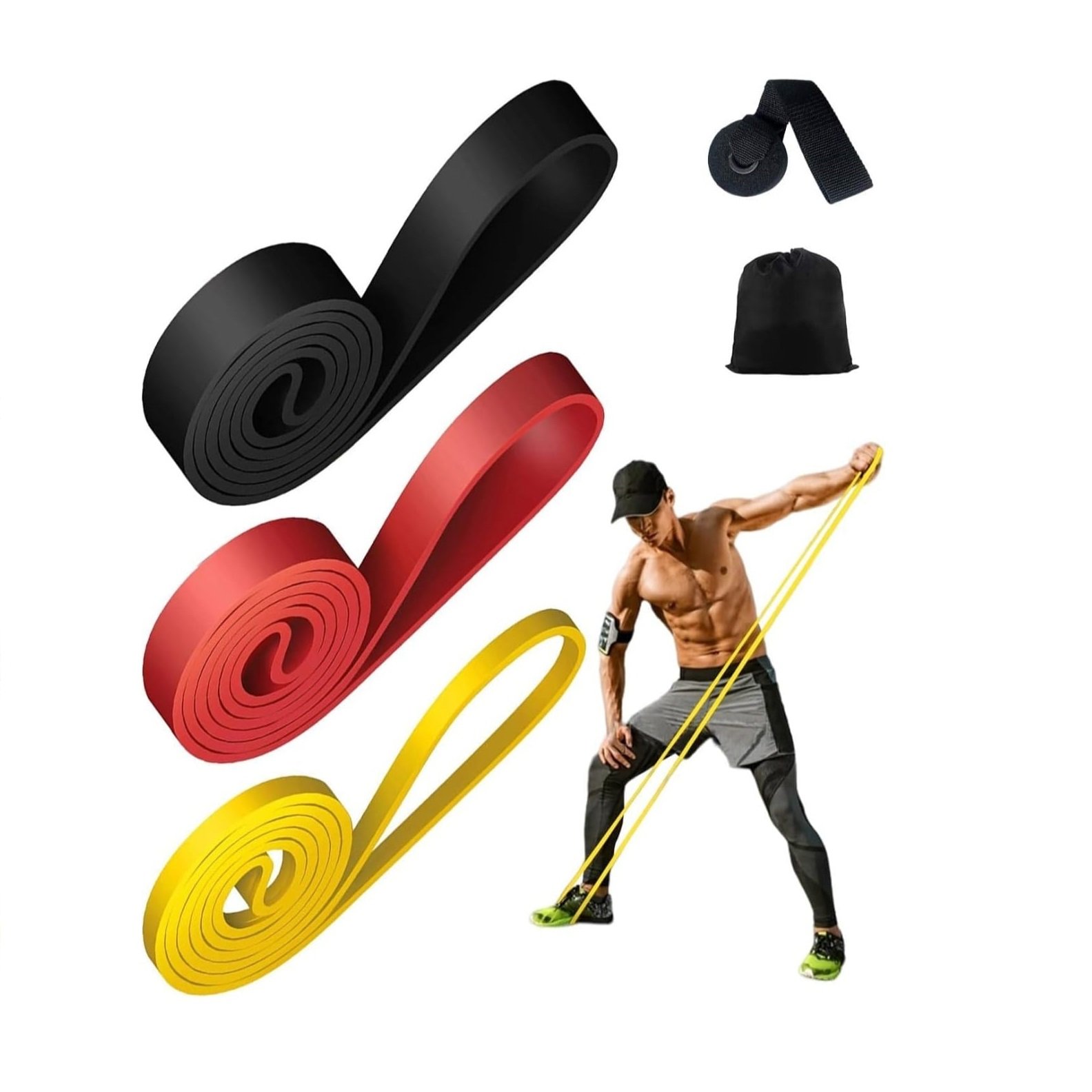 4 Pieces Elastique Musculation, Elastique Sport en Latex Bande